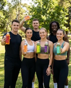 Firefly_Gemini Flash_Using the six attached HYFUEL bottle images as exact references, create a photorealis 496849